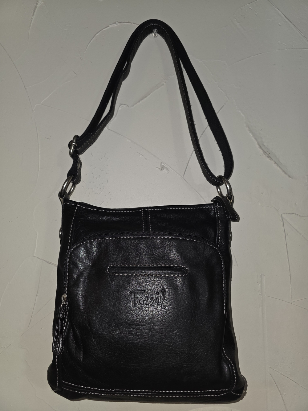 Fossil Black Leather Crossbody Bag